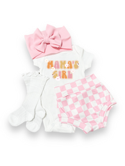 Pink Checker Mama's Girl Bummies Set