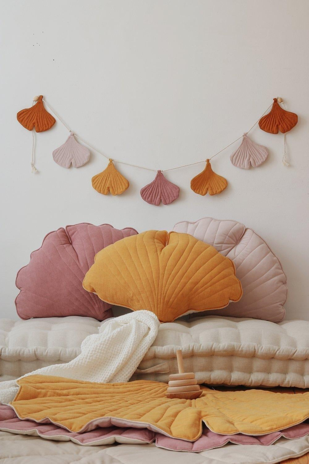 Linen Mango Ginkgo Leaf Pillow