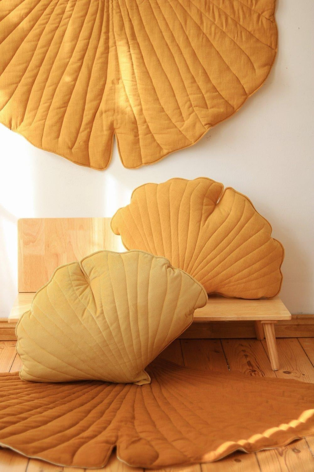 Linen Mango Ginkgo Leaf Pillow