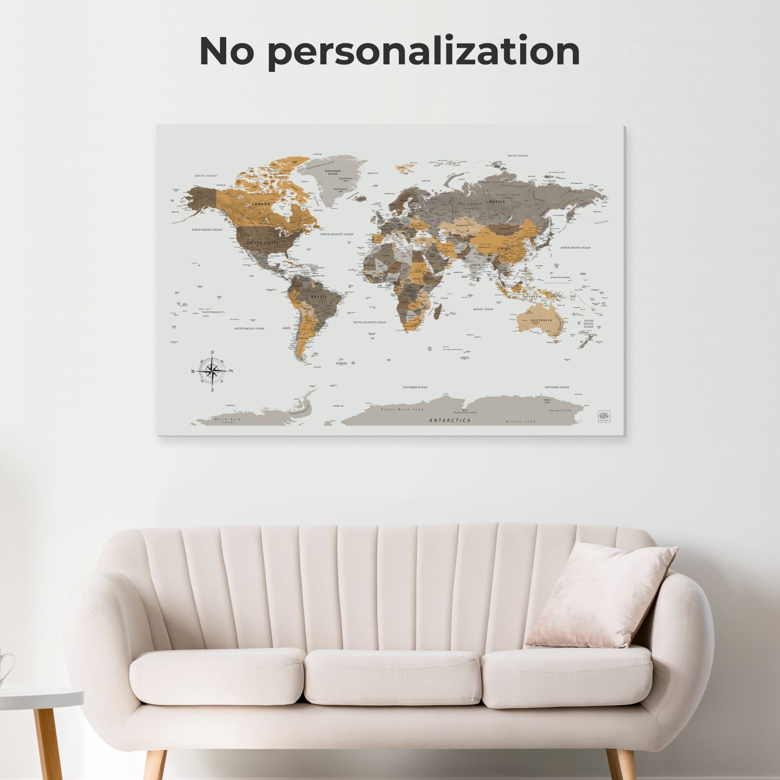 World Map On Canvas - Desert