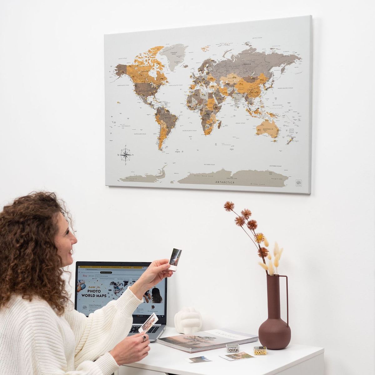 World Map On Canvas - Desert