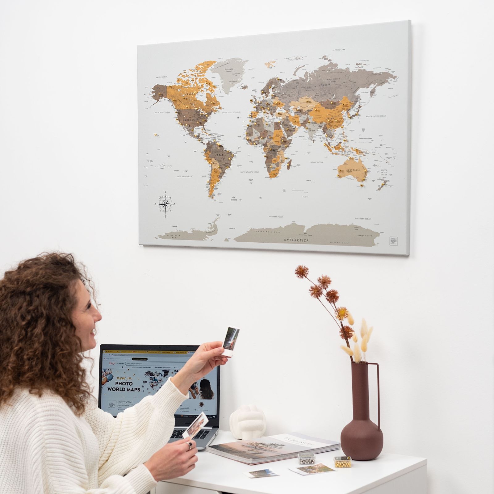 World Map On Canvas - Desert
