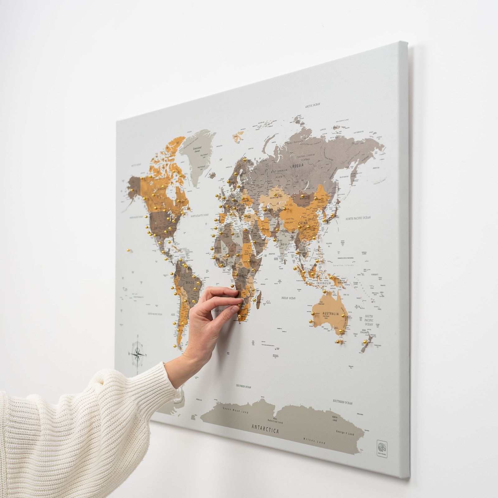 World Map On Canvas - Desert