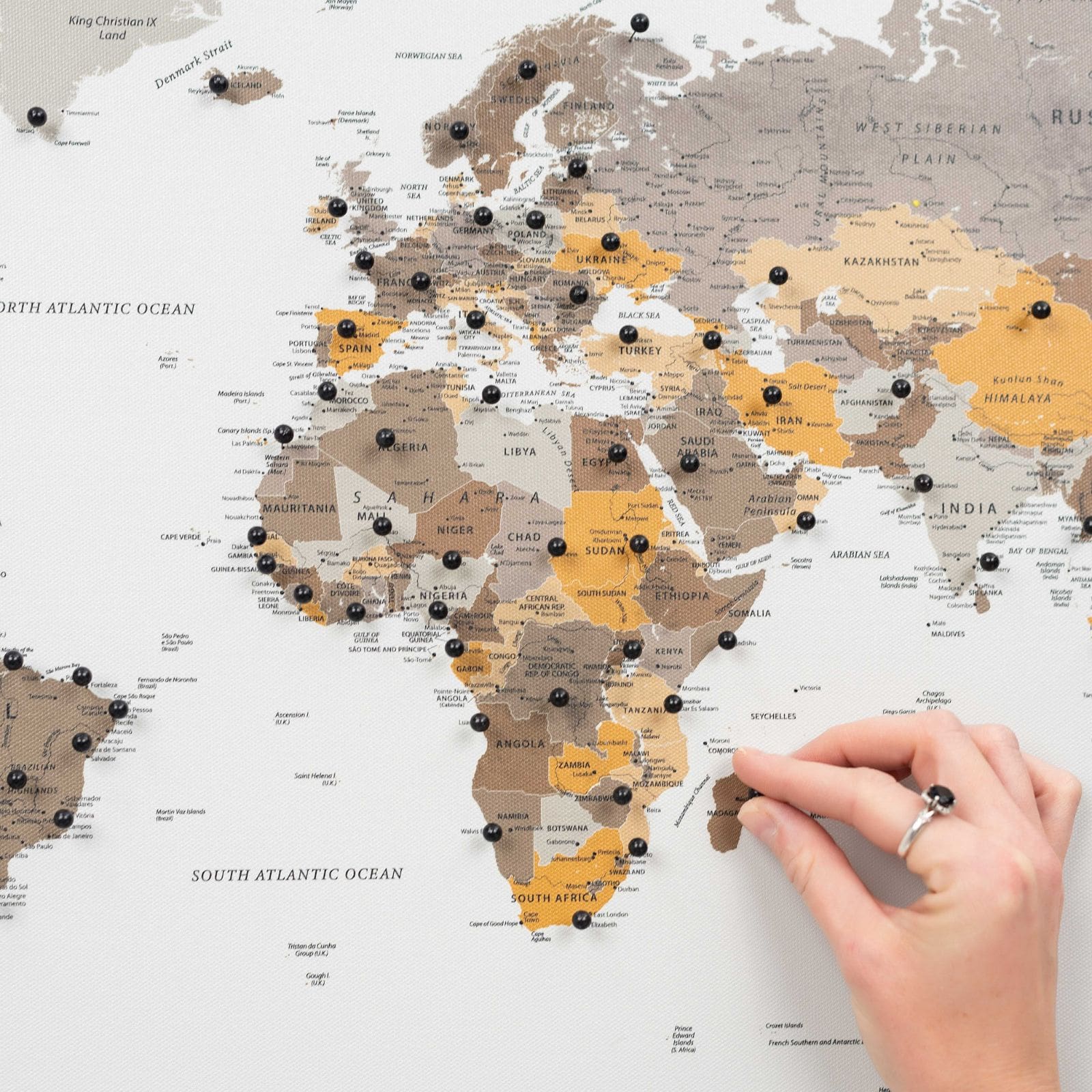 World Map On Canvas - Desert
