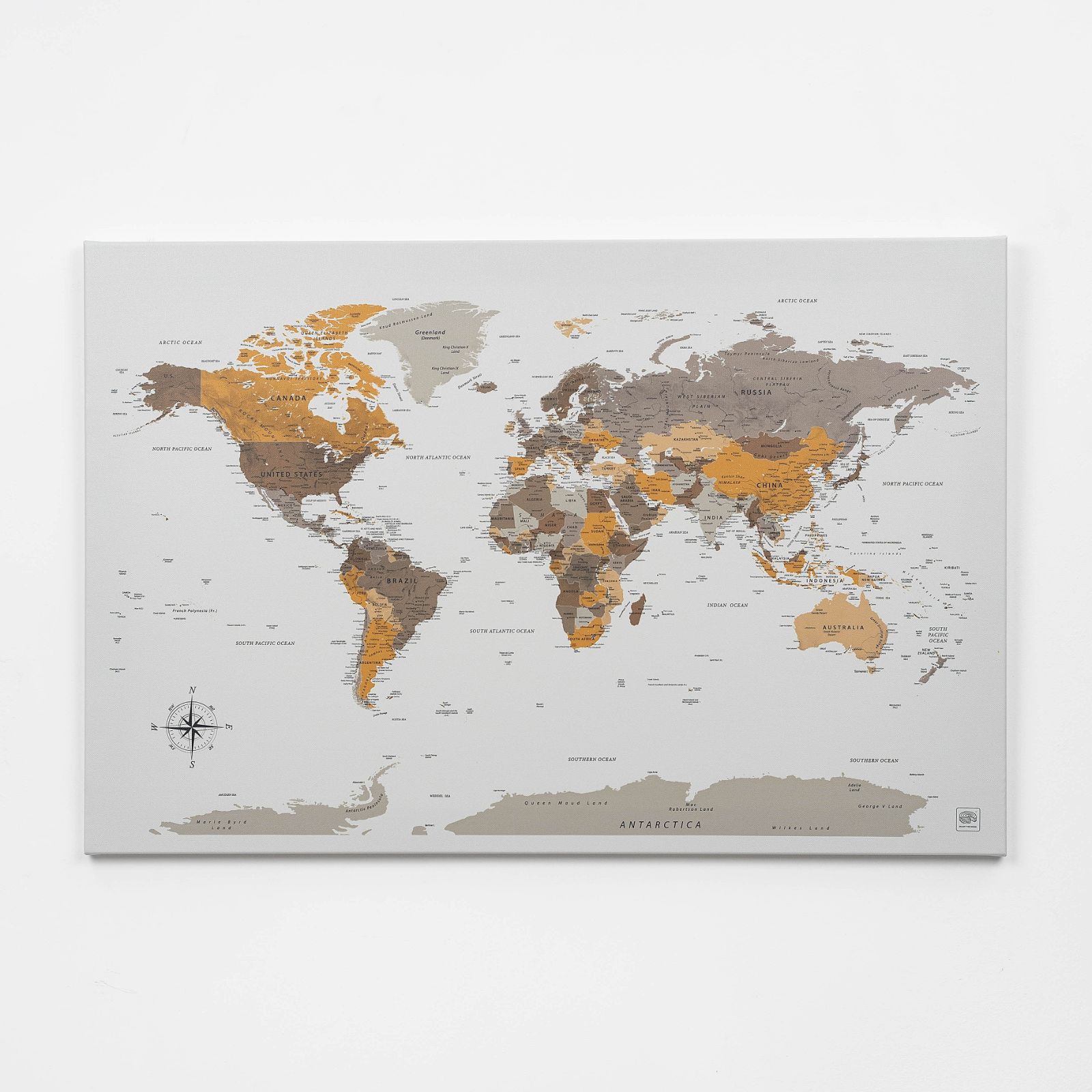 World Map On Canvas - Desert