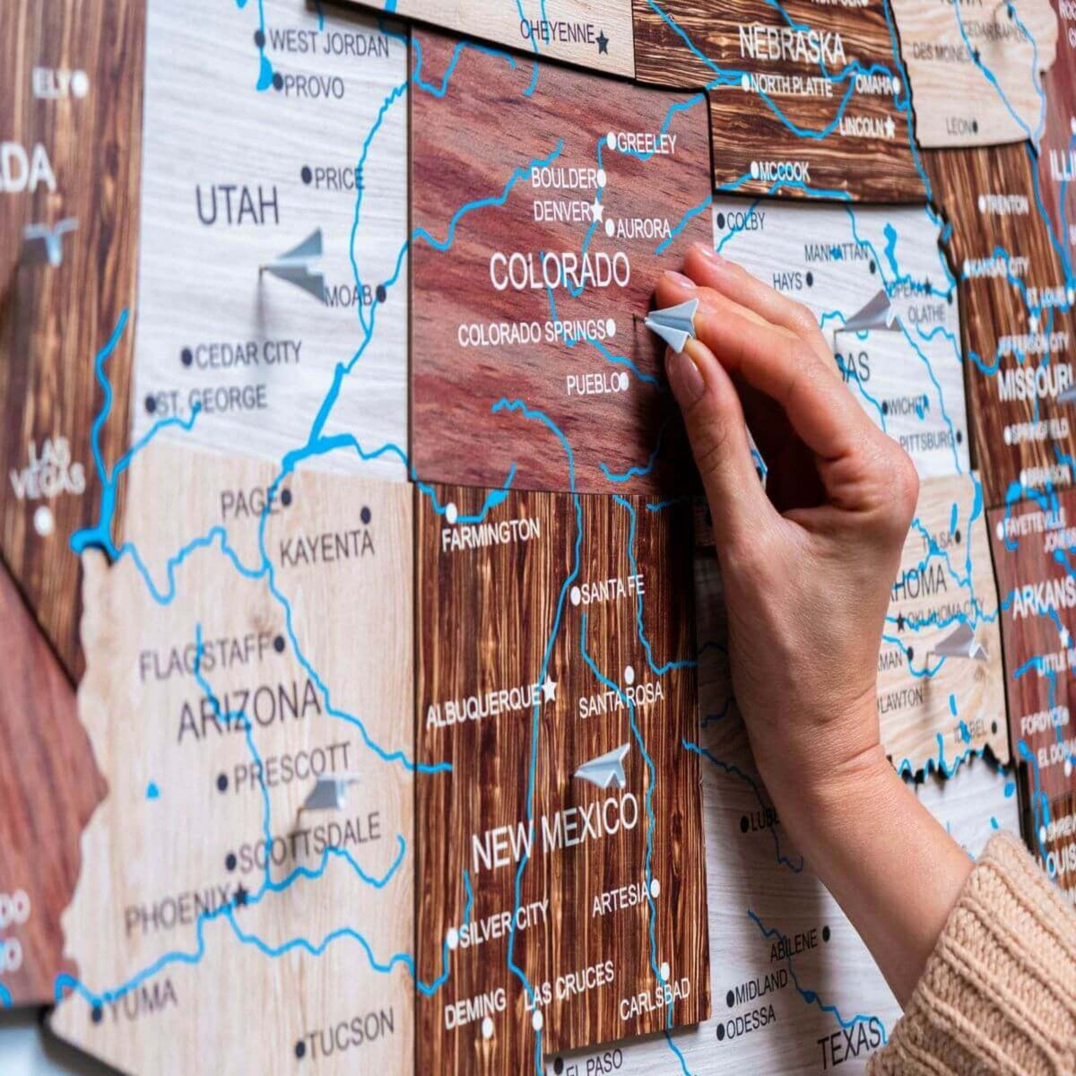 Wooden 3d Map Of Usa - Cappuccino
