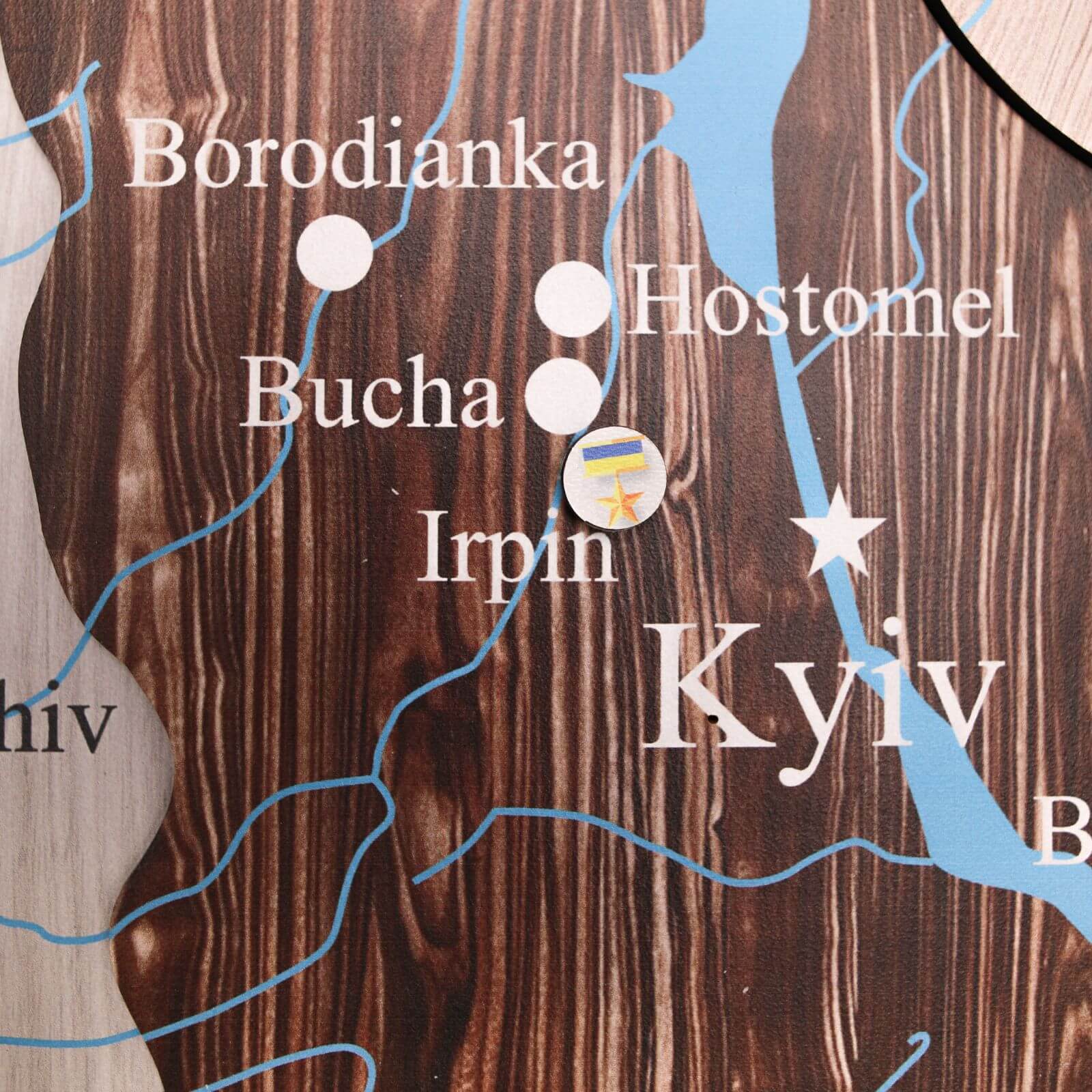 Wooden Map Of Ukraine Cappuccino