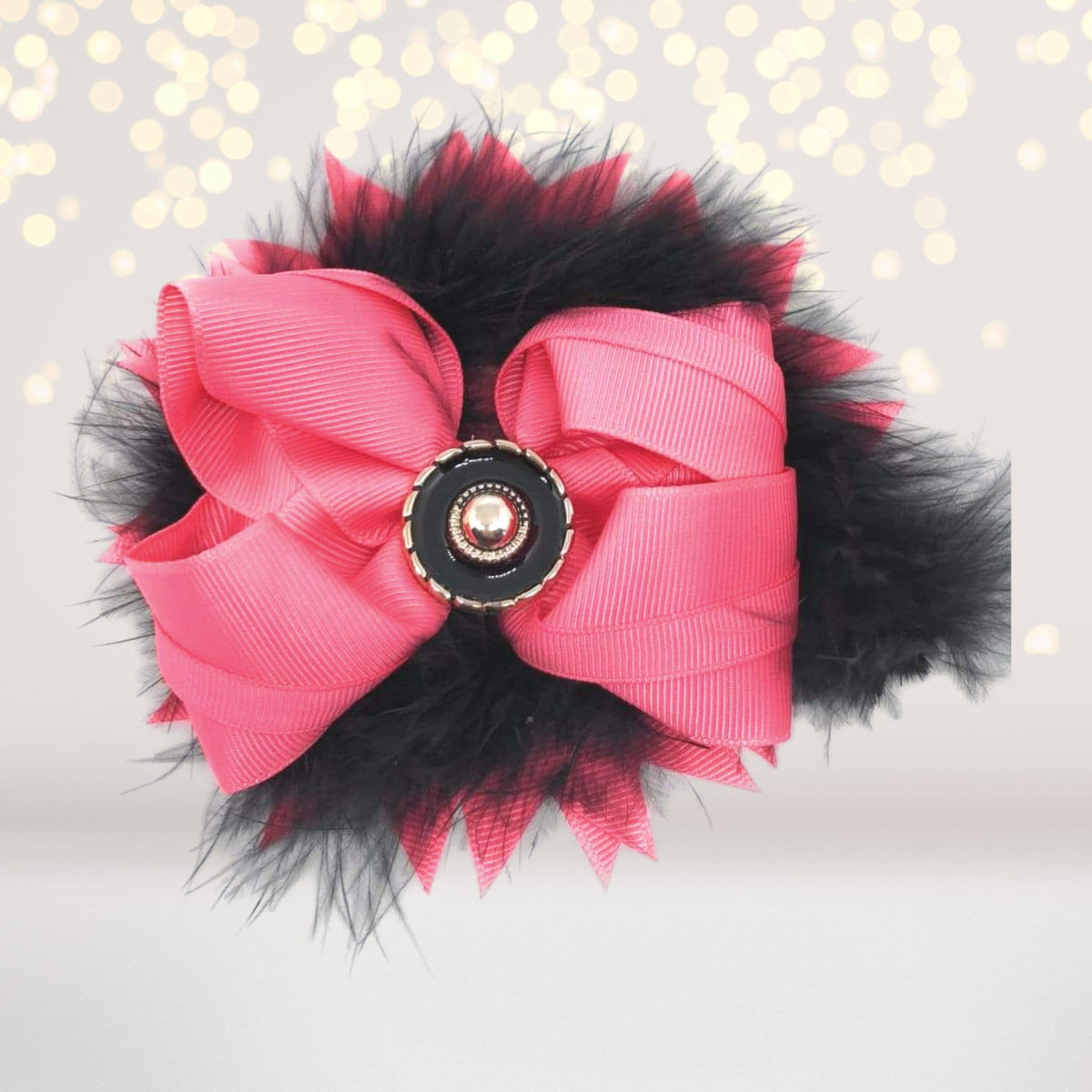 Marabou Feather Flower Shaped Hair Bow, Marabou Boutique Bow