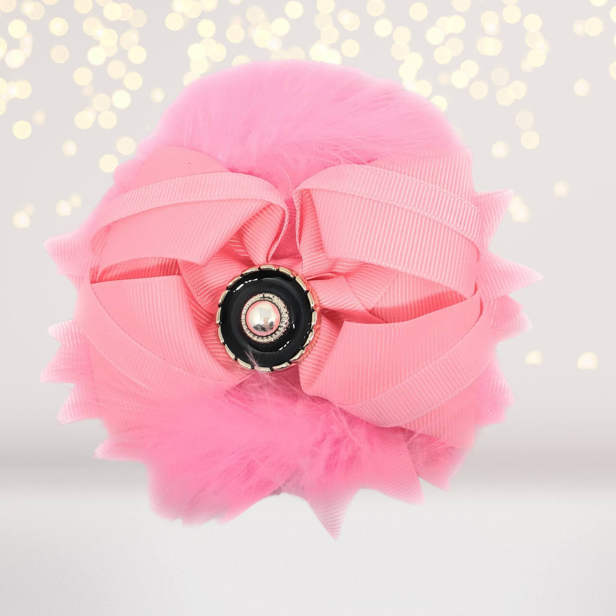 Marabou Feather Flower Shaped Hair Bow, Marabou Boutique Bow
