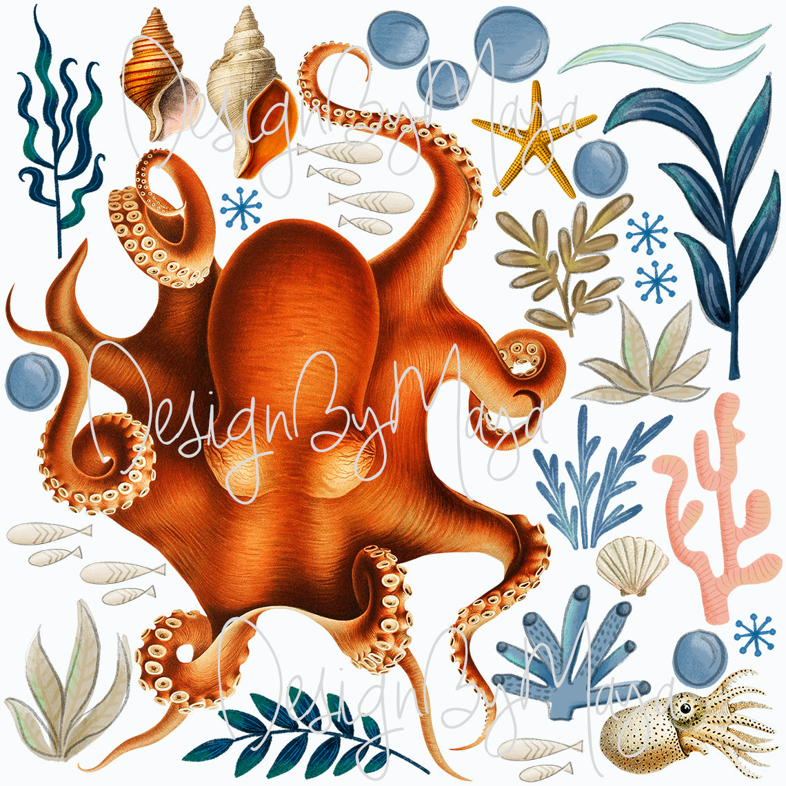 Marine And Sealife Decals - Fabric Nursery Wall Art Decals