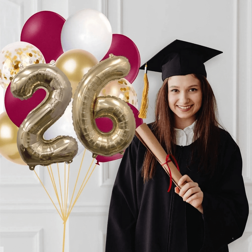 Maroon And Gold Graduation 2025 Balloon Bouquet