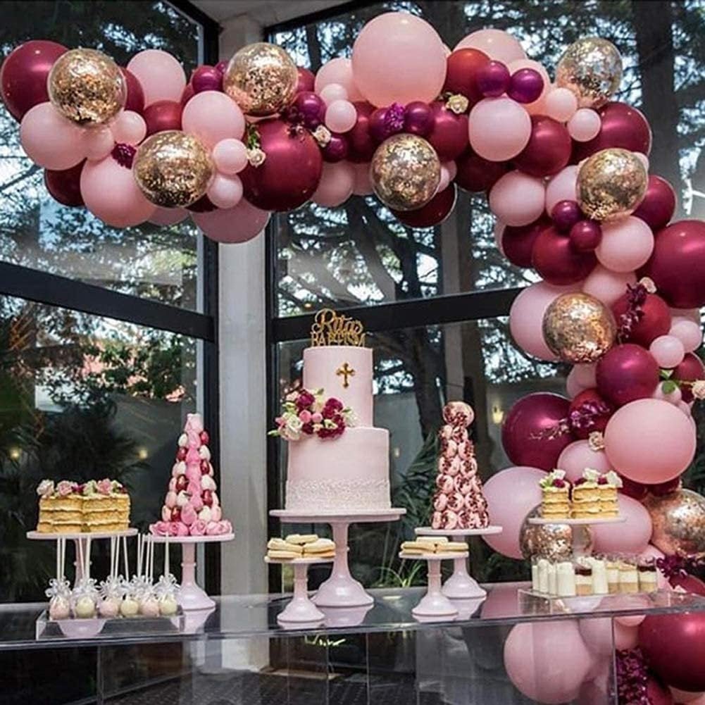 Pink, Burgundy & Gold Confetti Balloon Garland Kit