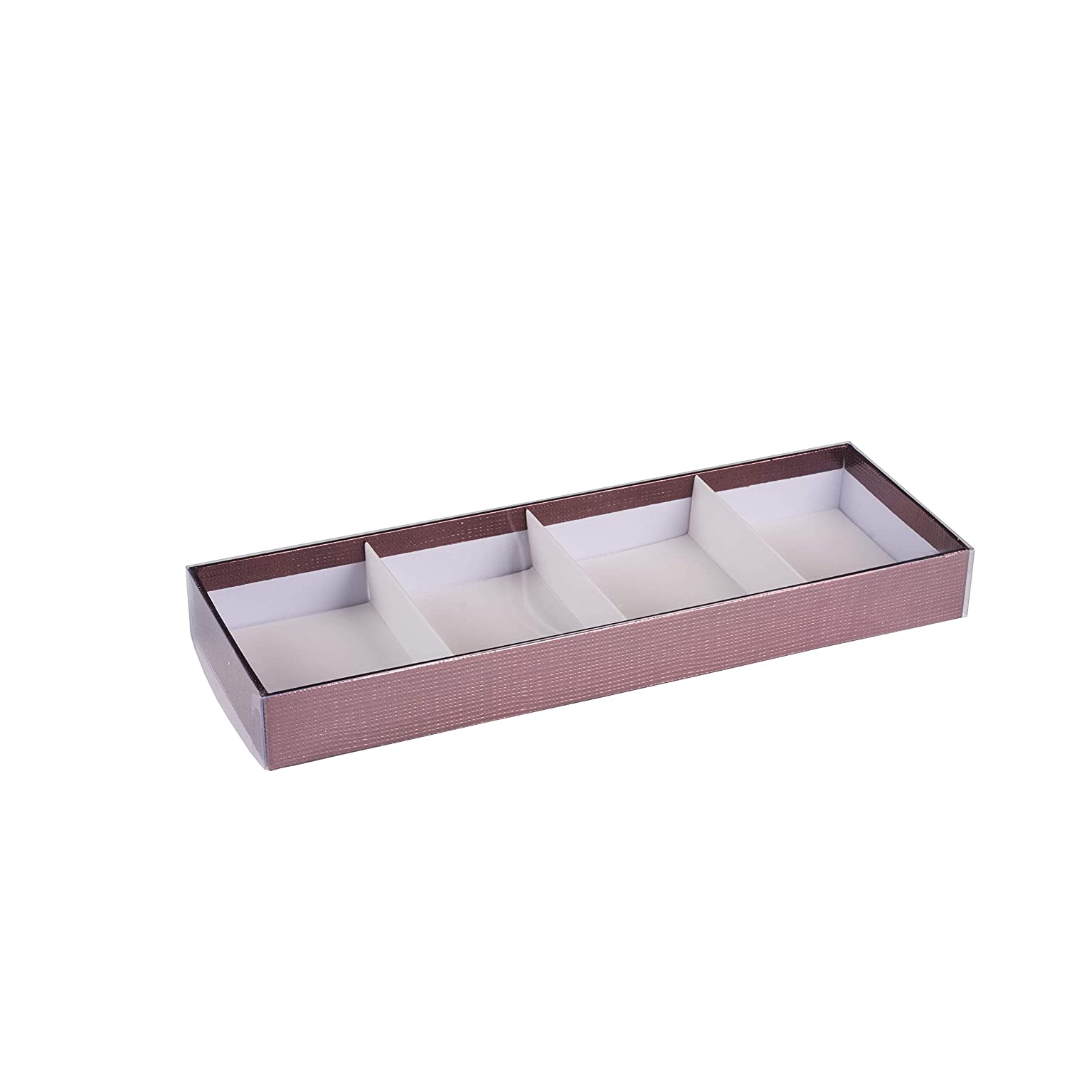 Four Section Maroon Tray 8 Packs Gift Box With Clear Cover 11" X 3.75" X 1.25"