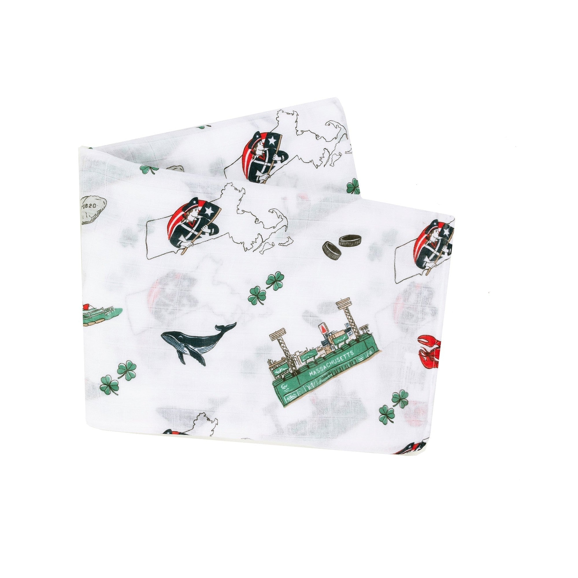 Massachusetts (sweeter Than Caroline) Newborn Gift Bundle: Swaddle, Bib & Onesie