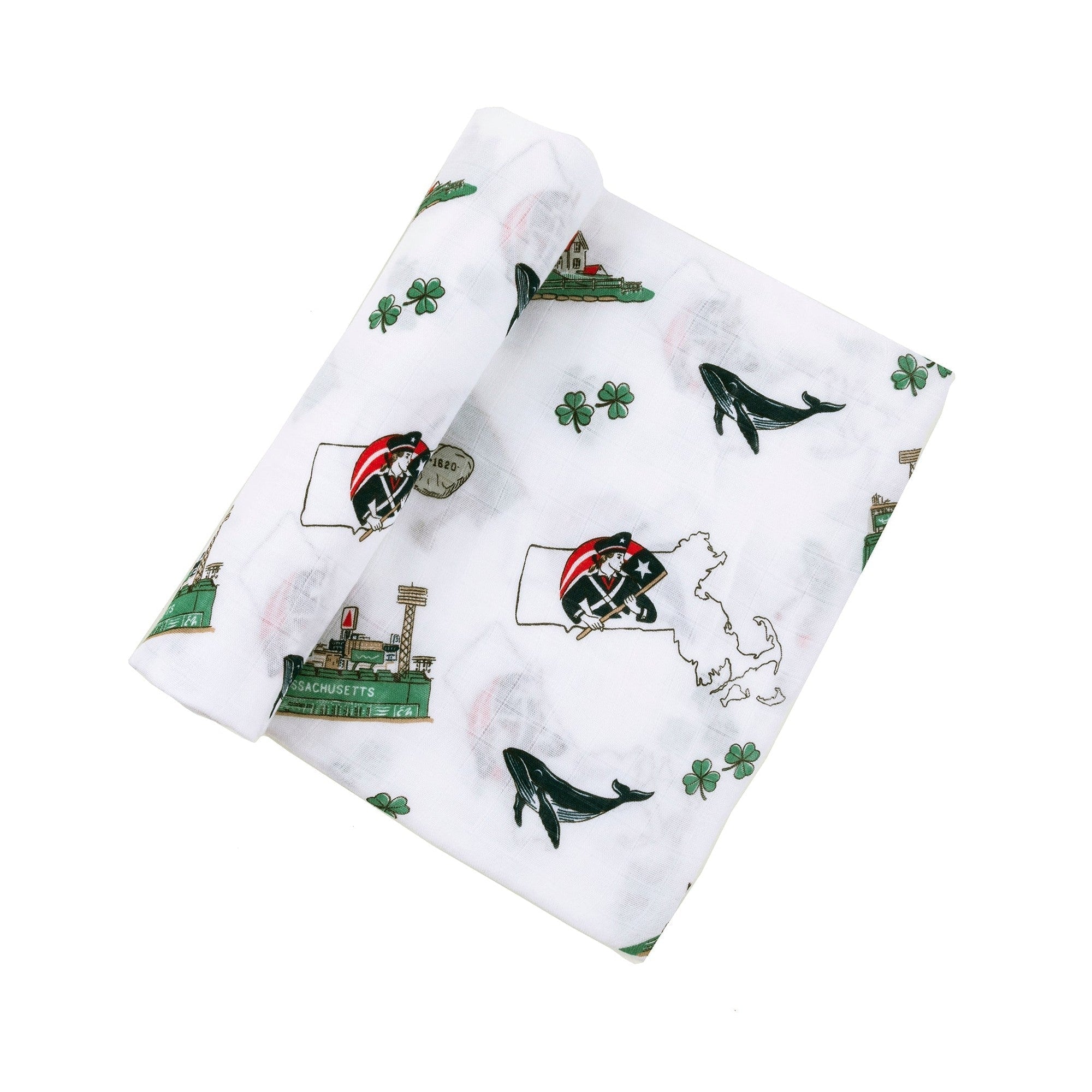 Massachusetts (sweeter Than Caroline) Newborn Gift Bundle: Swaddle, Bib & Onesie