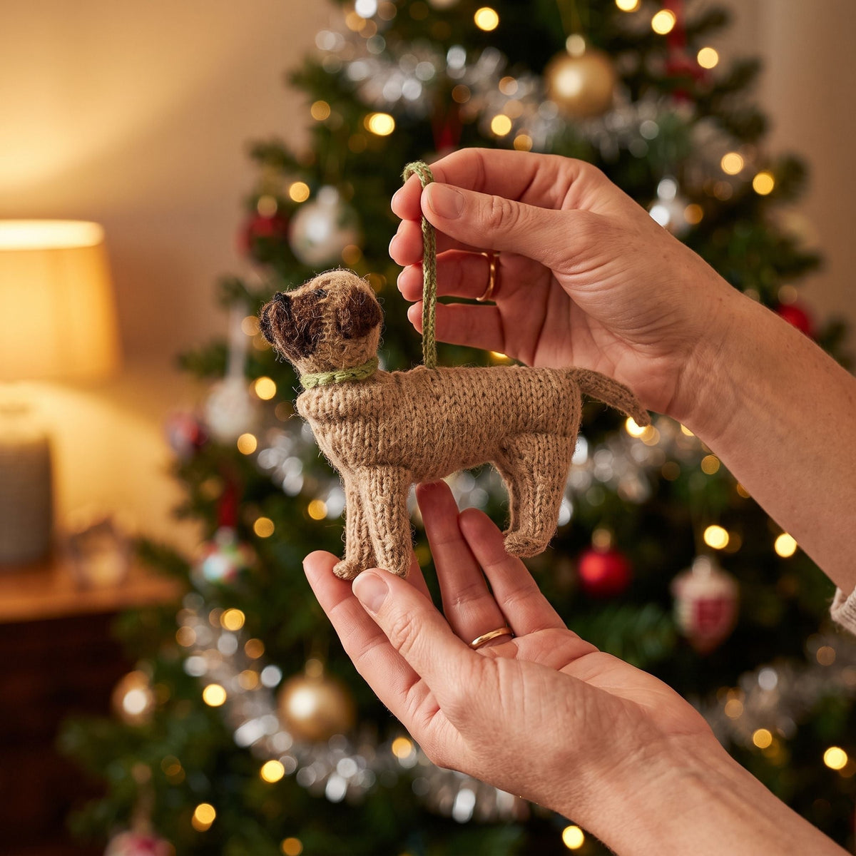 Hand Knit Alpaca Wool Christmas Ornament - Mastiff Dog