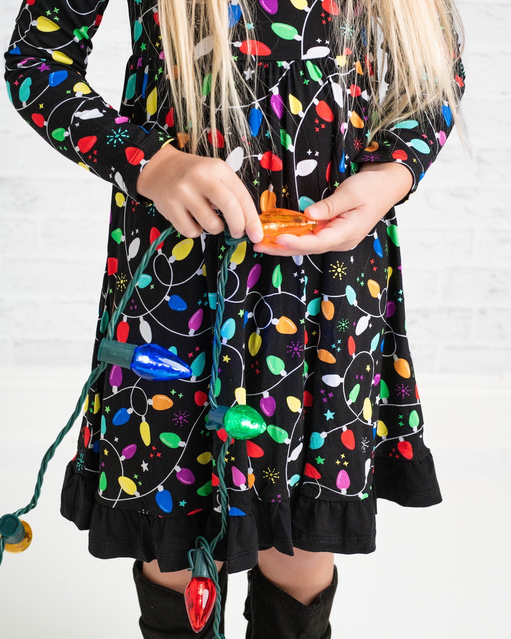 Holiday Lights | Toddler & Girls Bamboo Ruffle Twirl Dress