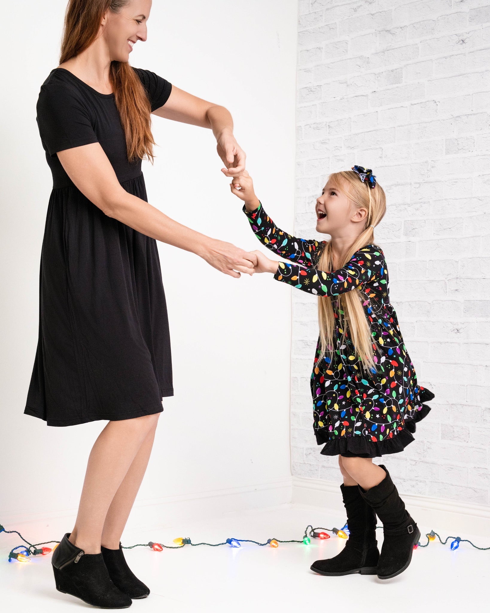 Holiday Lights | Toddler & Girls Bamboo Ruffle Twirl Dress