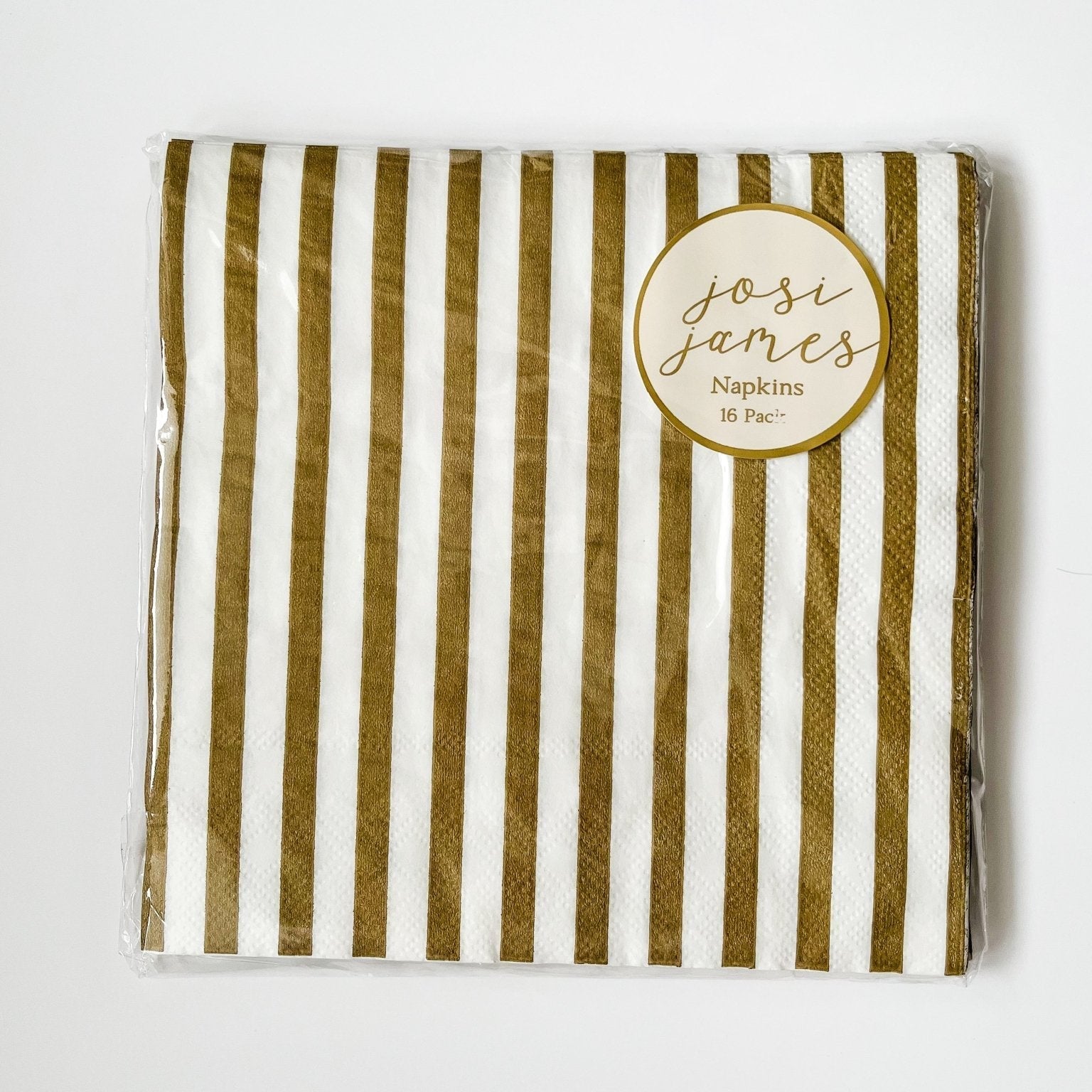Classic Stripe Gold Matte  Large Napkin (set Of 16)