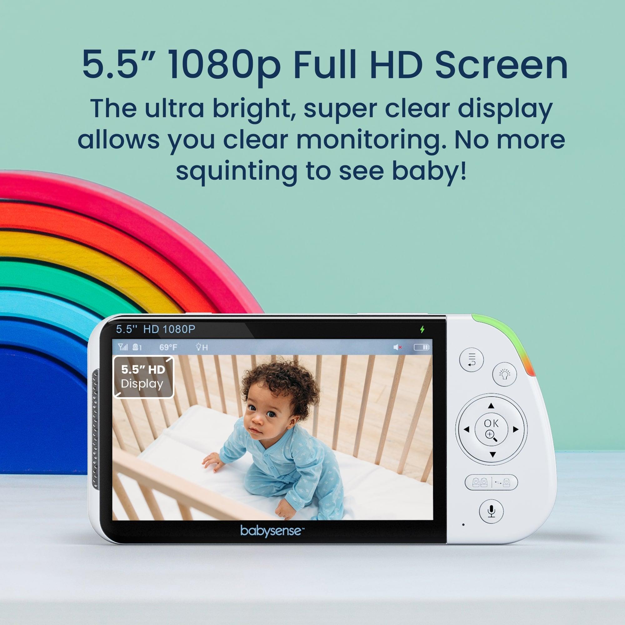 Babysense Max View: Video Baby Monitor With 1 Or 2 Cameras, Non Wifi, Split Screen, Night Light & Sound Machine