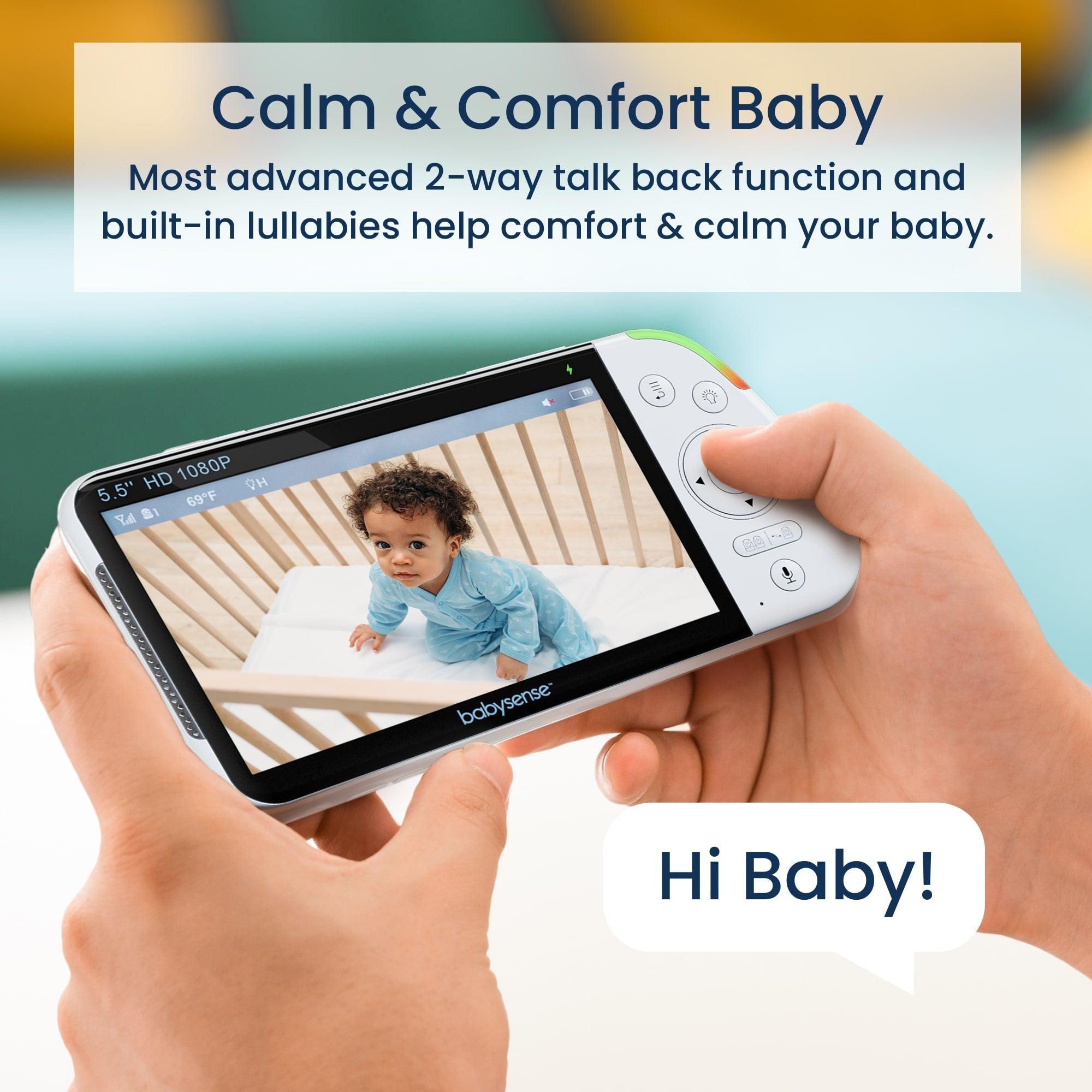 Babysense Max View: Video Baby Monitor With 1 Or 2 Cameras, Non Wifi, Split Screen, Night Light & Sound Machine