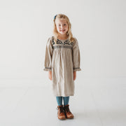Meadow Breeze Linen Embroidered Oasis dress