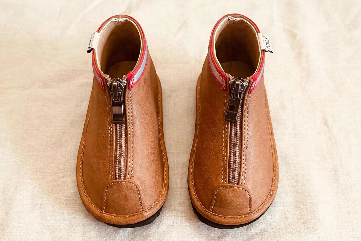 Stylish & Easy-on: Hand-stitched Brown Ankle Boots For Toddlers| Zipper Closure