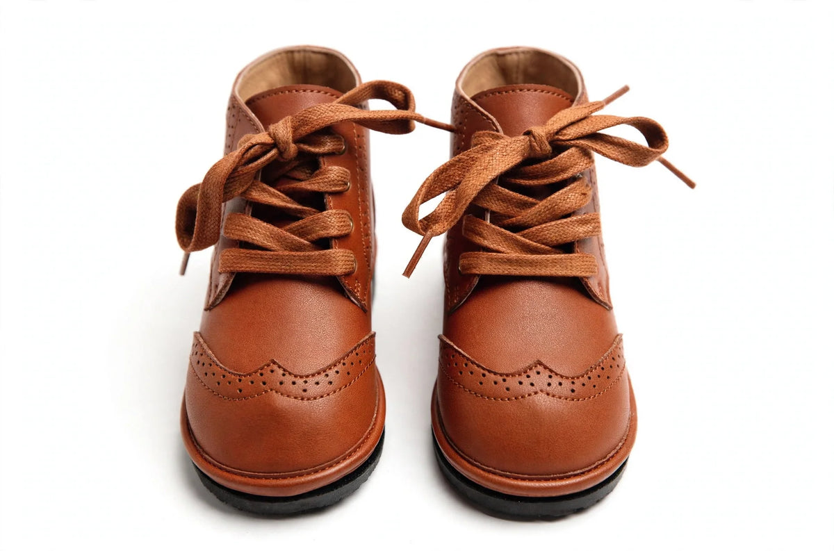 Waterproof Hand-stitched Kids’ Boots With Flexible Sole |chestnut