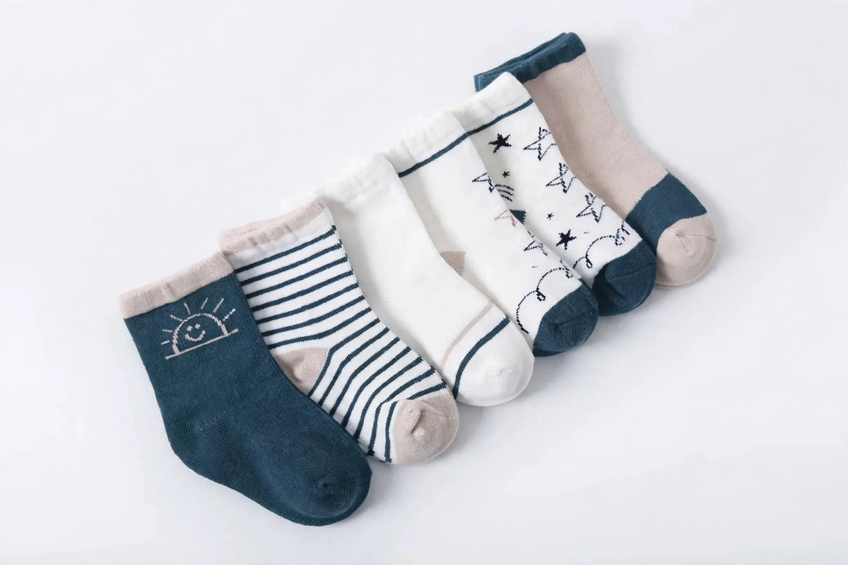 Organic Cotton Socks For Toddlers | 5-pack Fun Kids’ Socks | Sunset