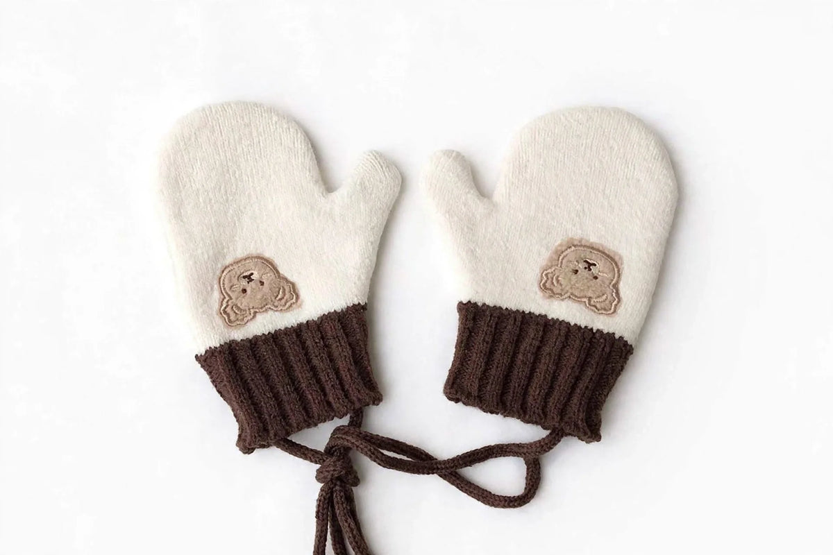 Kids Winter Gloves With String | Warm Toddler Mittens 2-5y