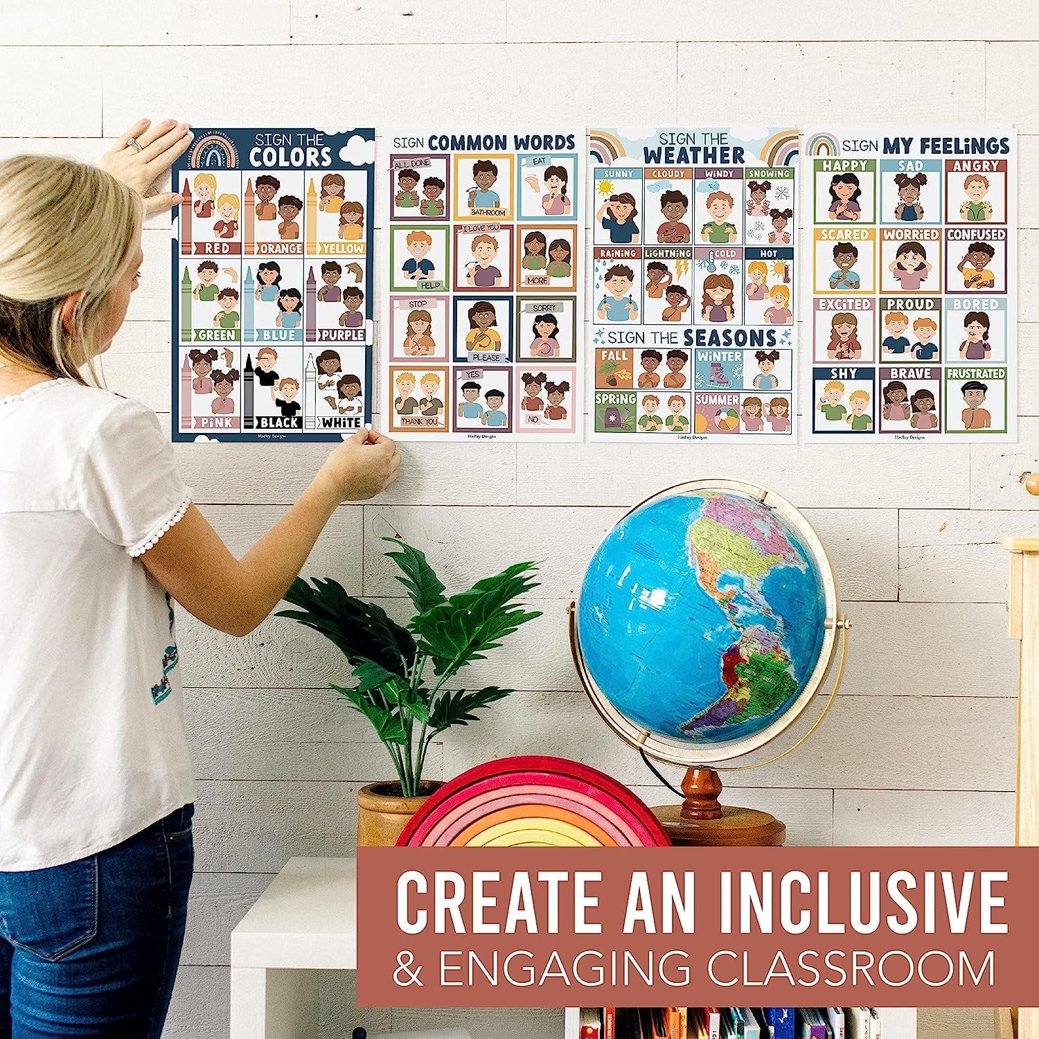 Asl Sign Language Kit: Boho 8 Poster Set