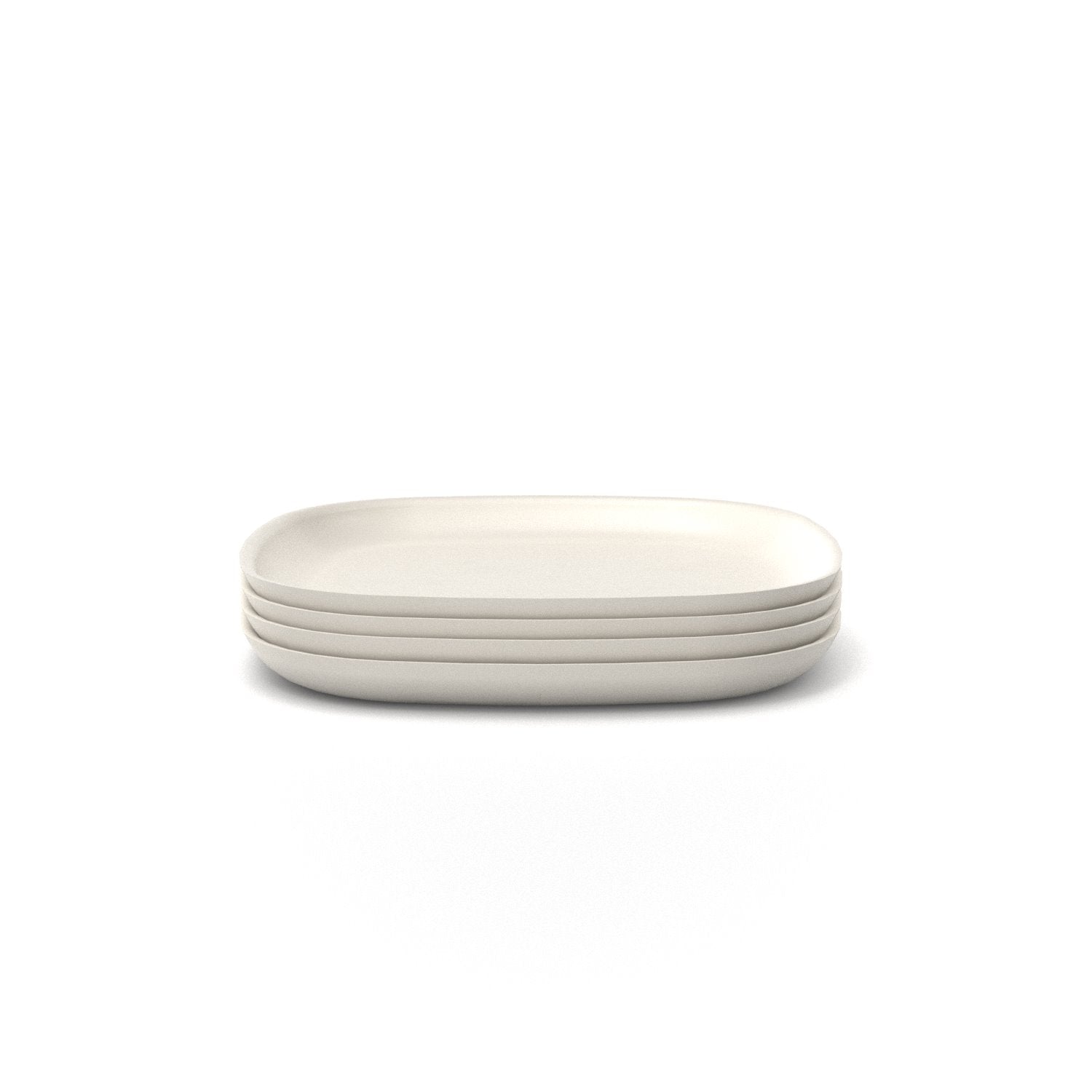 Bamboo Medium Plate - 4 Piece Set - Off White