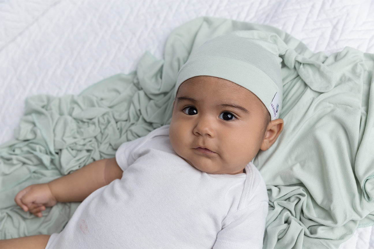 Newborn Top Knot Hat - Sage