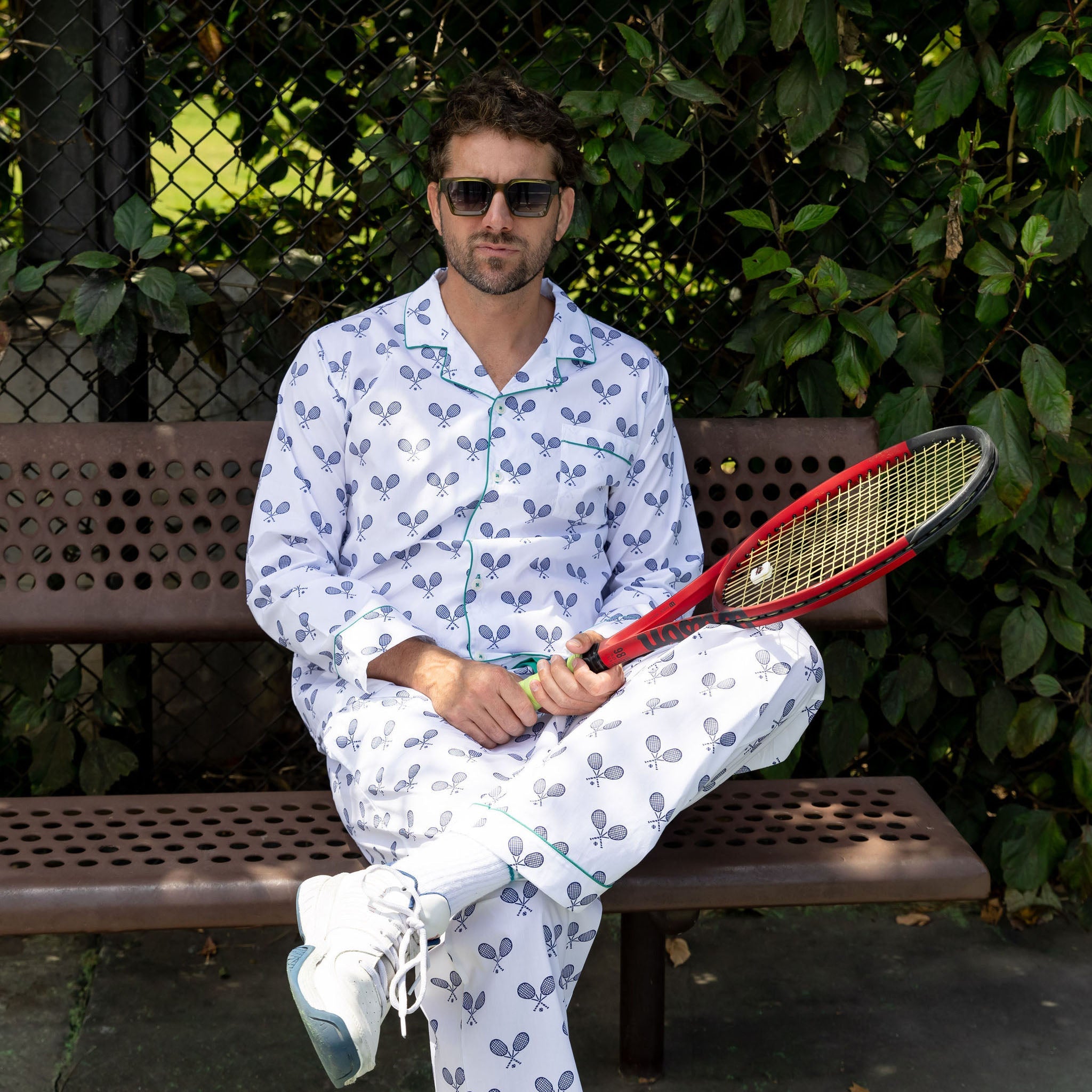 Men's Tennis Navy Long Pj Set