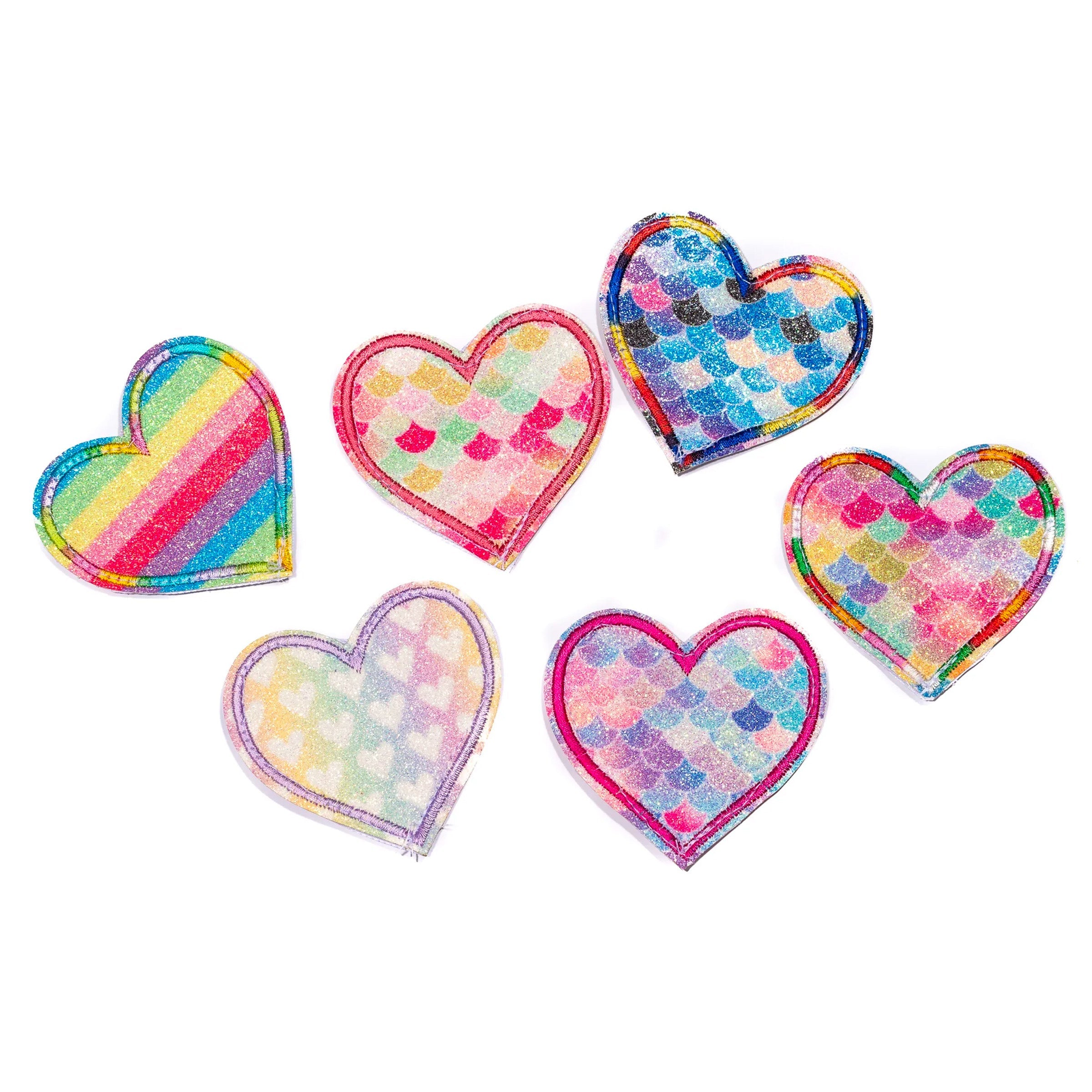 Mermaid/rainbow Hearts Patches