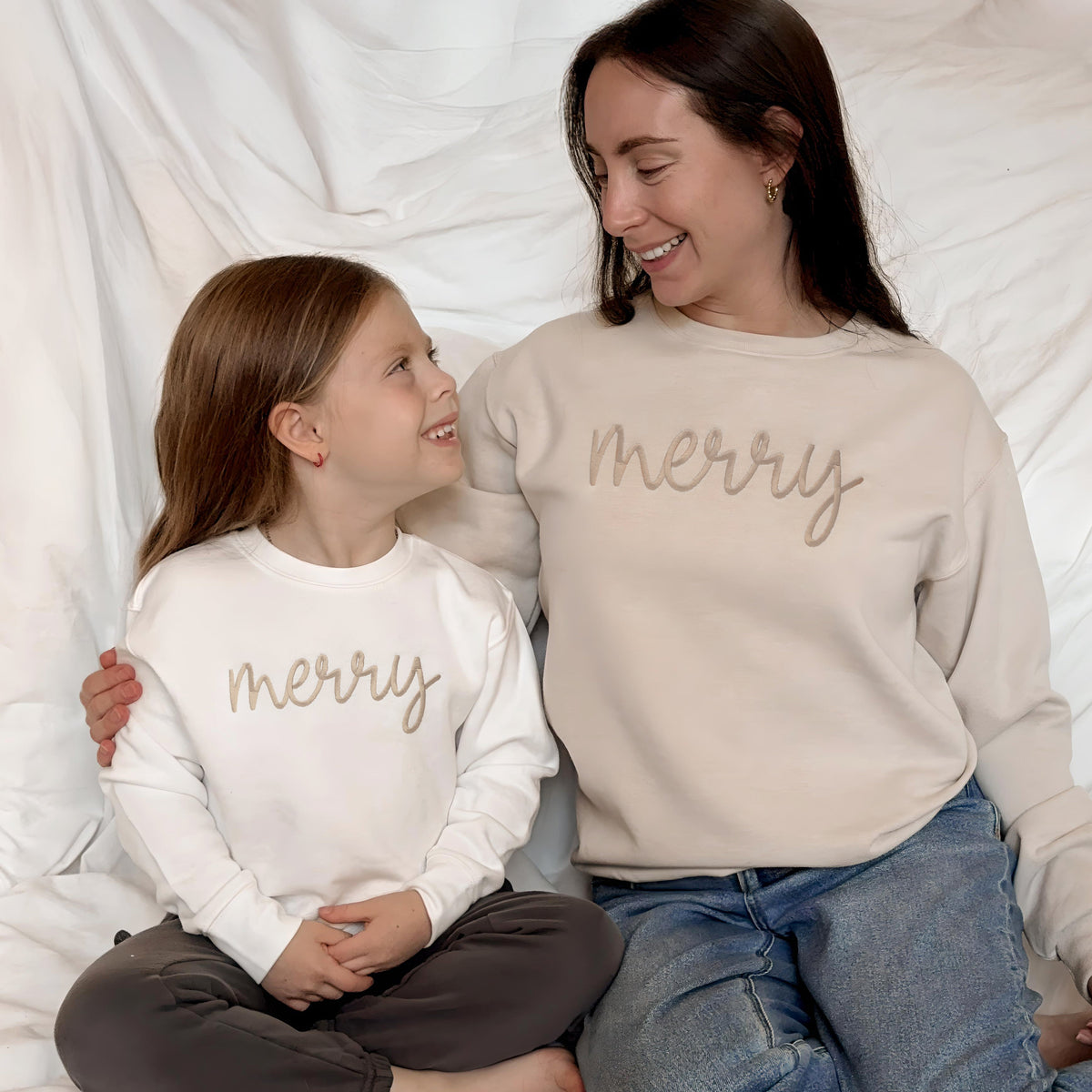 Custom Merry Matching Embroidered Christmas Sweatshirts