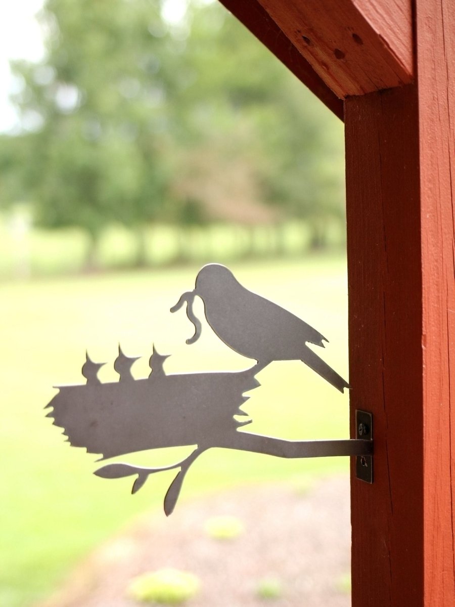 Metal Bird Statue - Mama And Baby Birds Statue