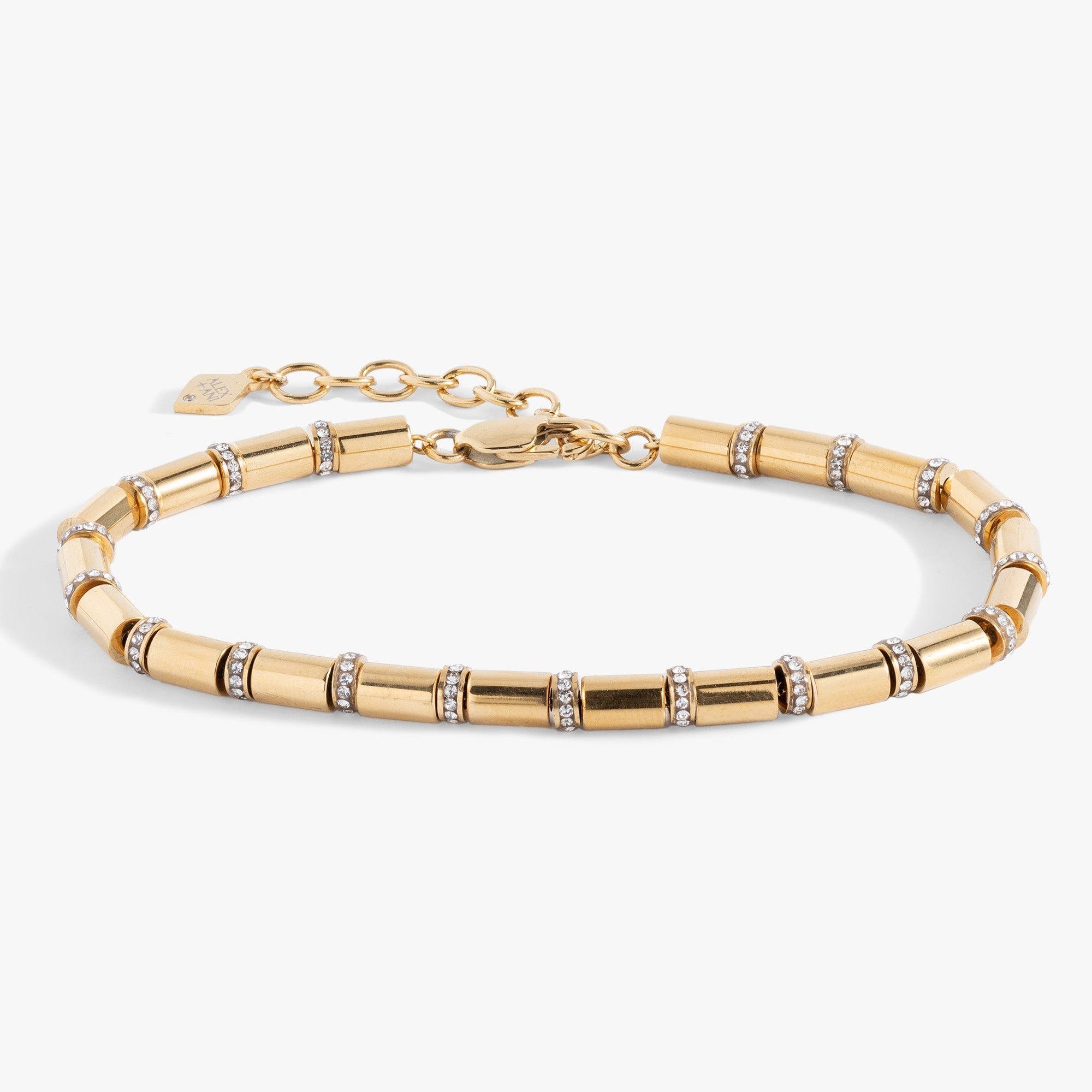 Tube Bead And Crystal Chain Bracelet