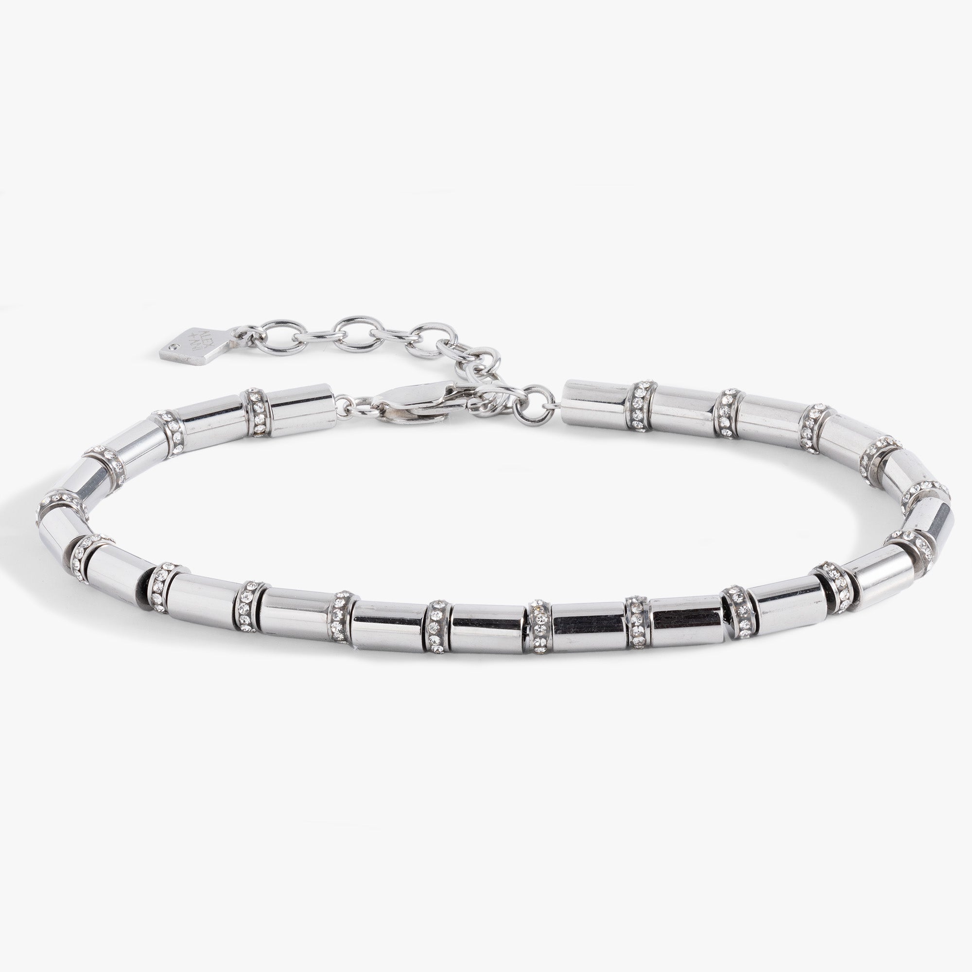 Tube Bead And Crystal Chain Bracelet