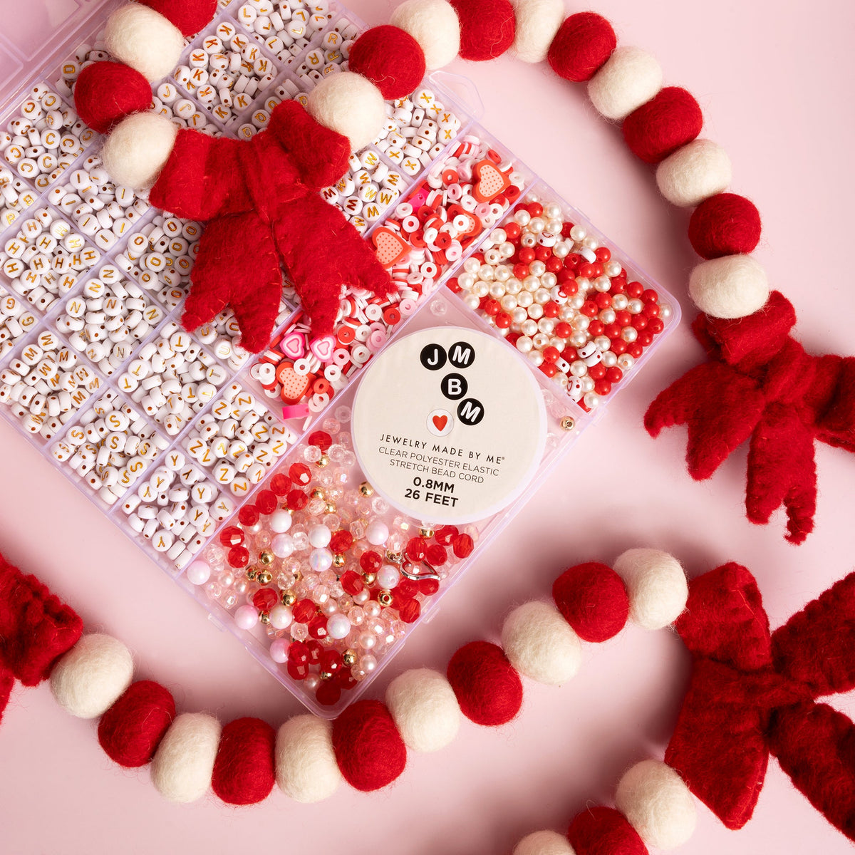 Extra Large Red, Pink, Gold, And Pearl Valentine Diy Bead Box