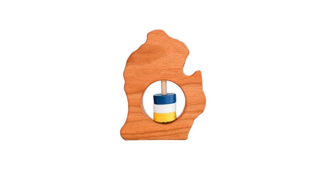 Michigan (lower Peninsula) Wooden Baby Rattle™