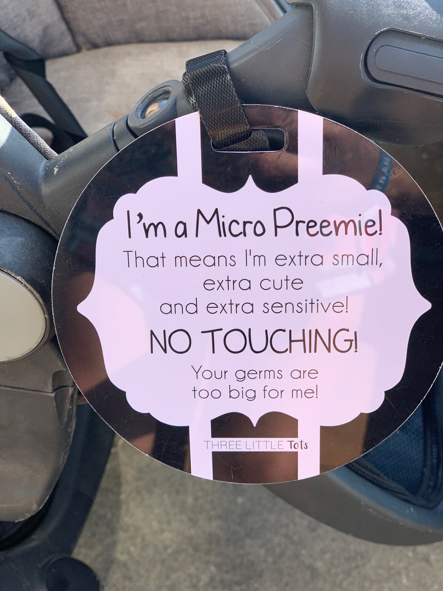 Micro Preemie No Touching Car Seat Sign Tag