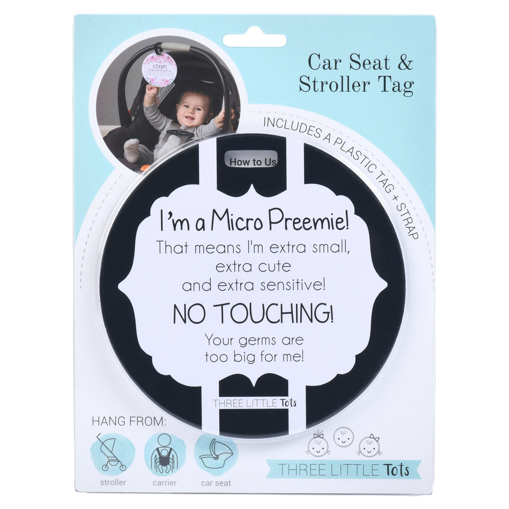 Micro Preemie No Touching Car Seat Sign Tag