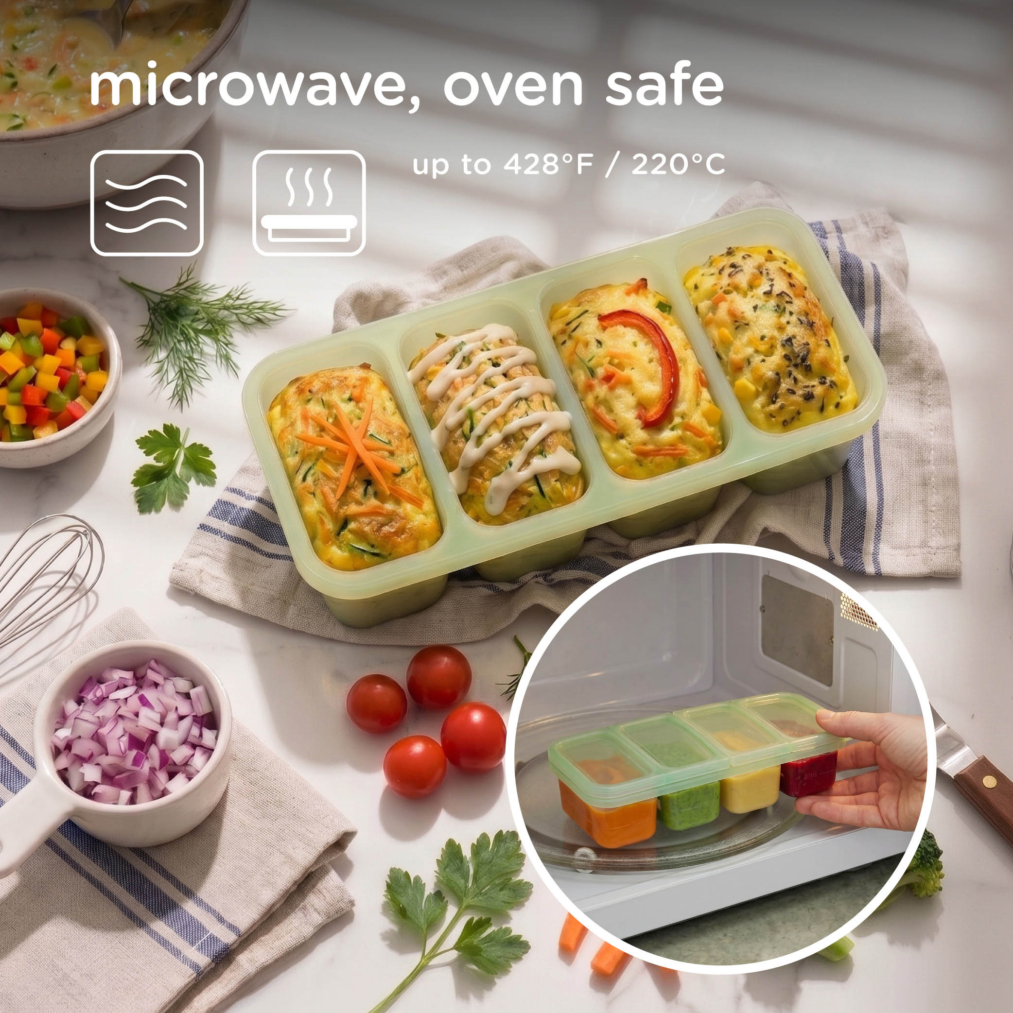 Silicone Freezer Tray For Batch-prepped Baby Food (1/2 Cup)