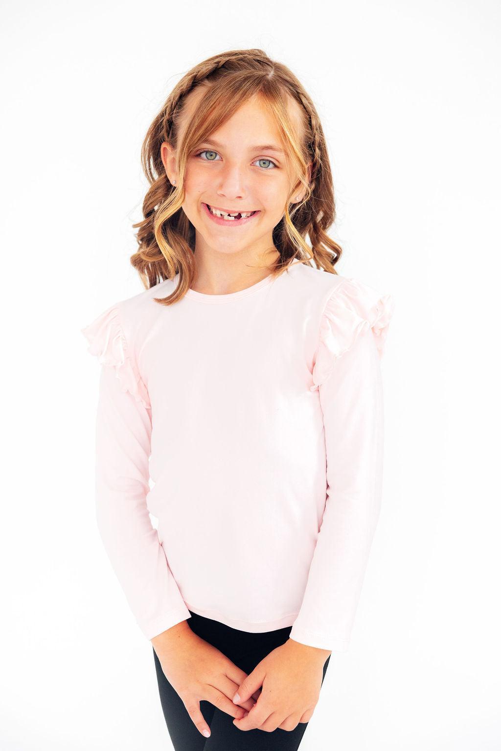 Petal Pink L/s Ruffle Tee