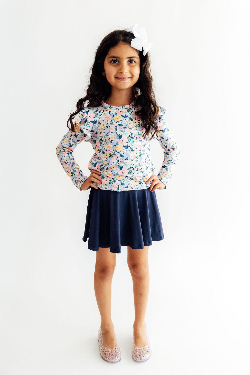 Fall Floral L/s Ruffle Tee