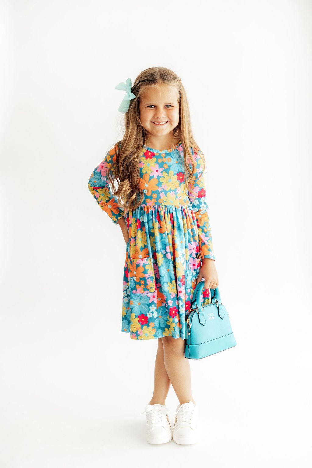 Flower Child L/s Pocket Twirl Dress