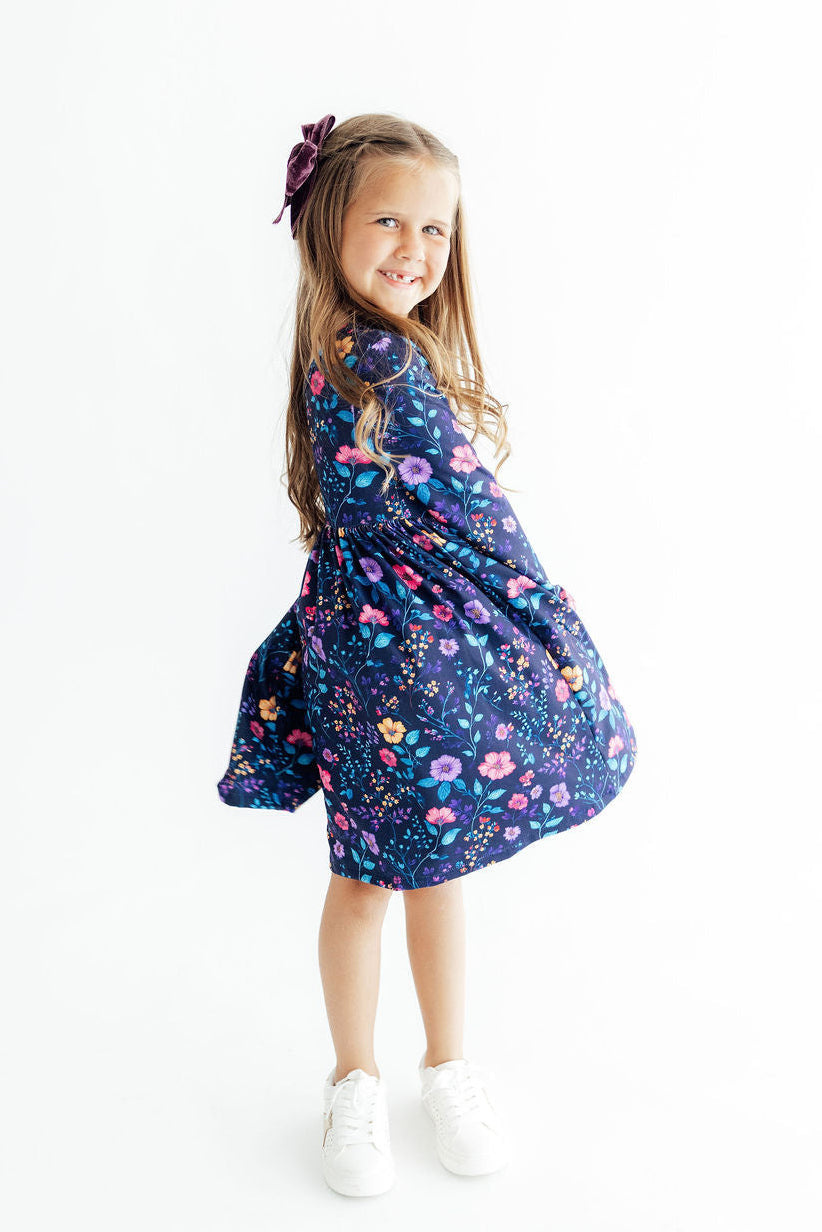 Botanical Beauty L/s Pocket Twirl Dress