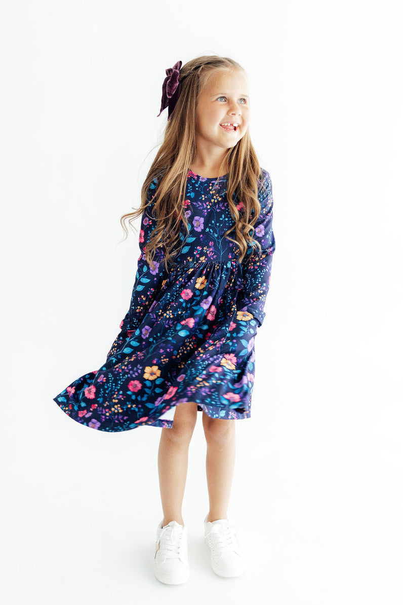 Botanical Beauty L/s Pocket Twirl Dress