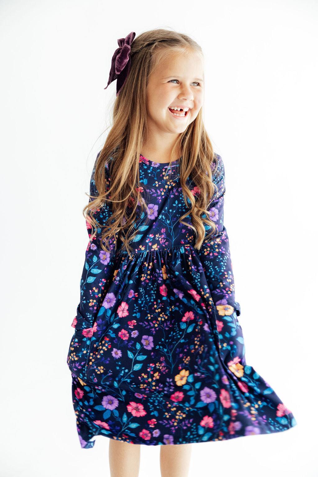 Botanical Beauty L/s Pocket Twirl Dress